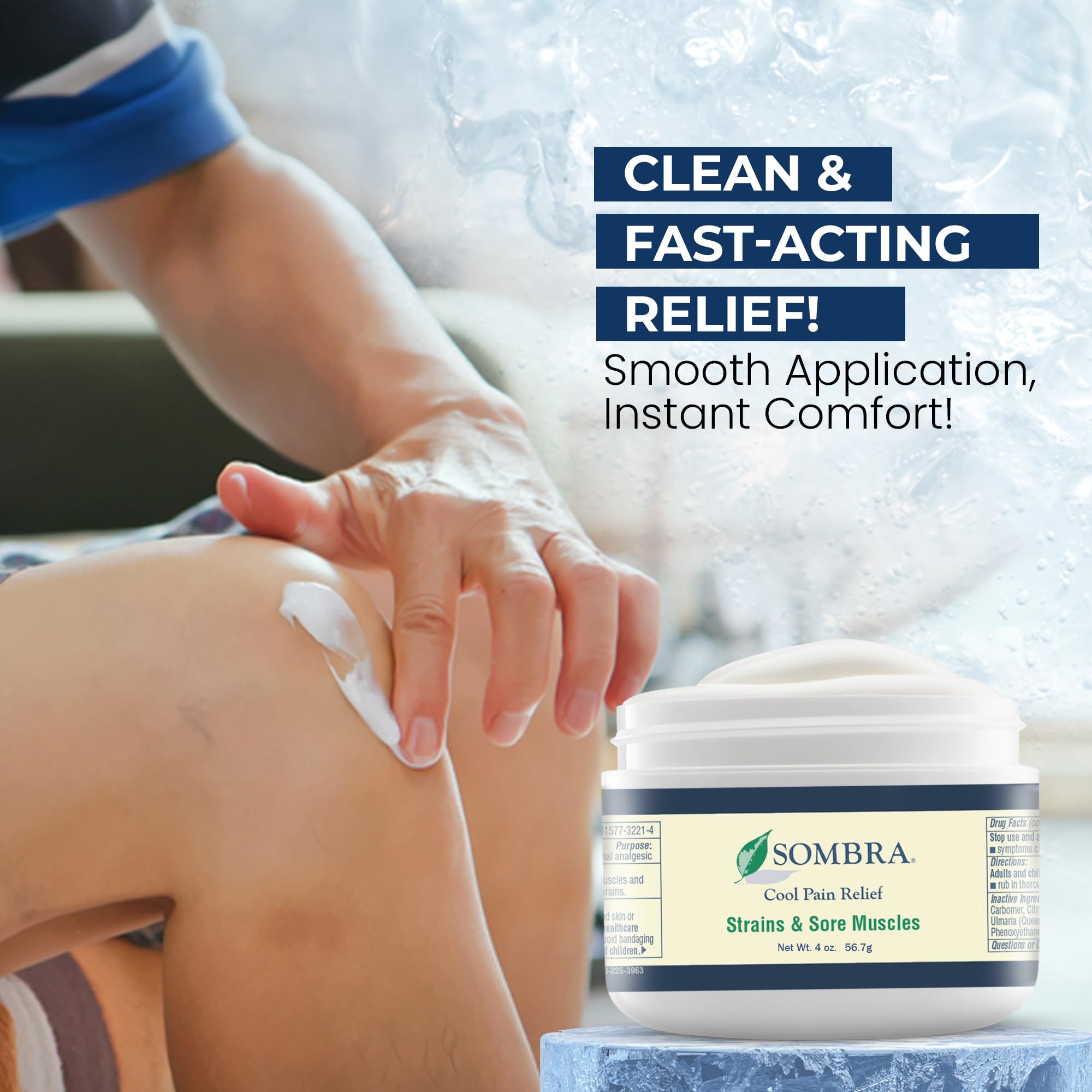 Sombra Original Cool Therapy Gel Cold Pain Relief for Swelling, Growing Pains, Soreness, Post-Workout, Vegan Formula Free of Artificial Fragrances, Dyes, NSAID, Wax, Petroleum, Alcohol - 4oz Jar SombraAu supplements