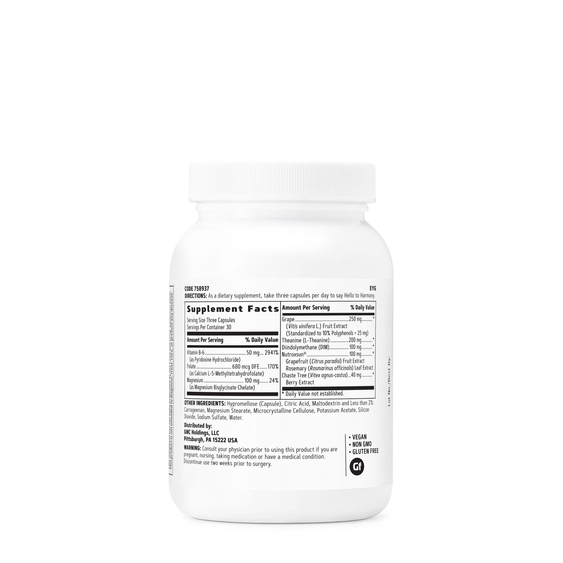 GNC Women's Hello Harmony | Clinically Proven Hormonal Support for Women | Supports Mood, Skin, and Stress Management | Vegan and Gluten Free | 90 Count GNCAu supplements