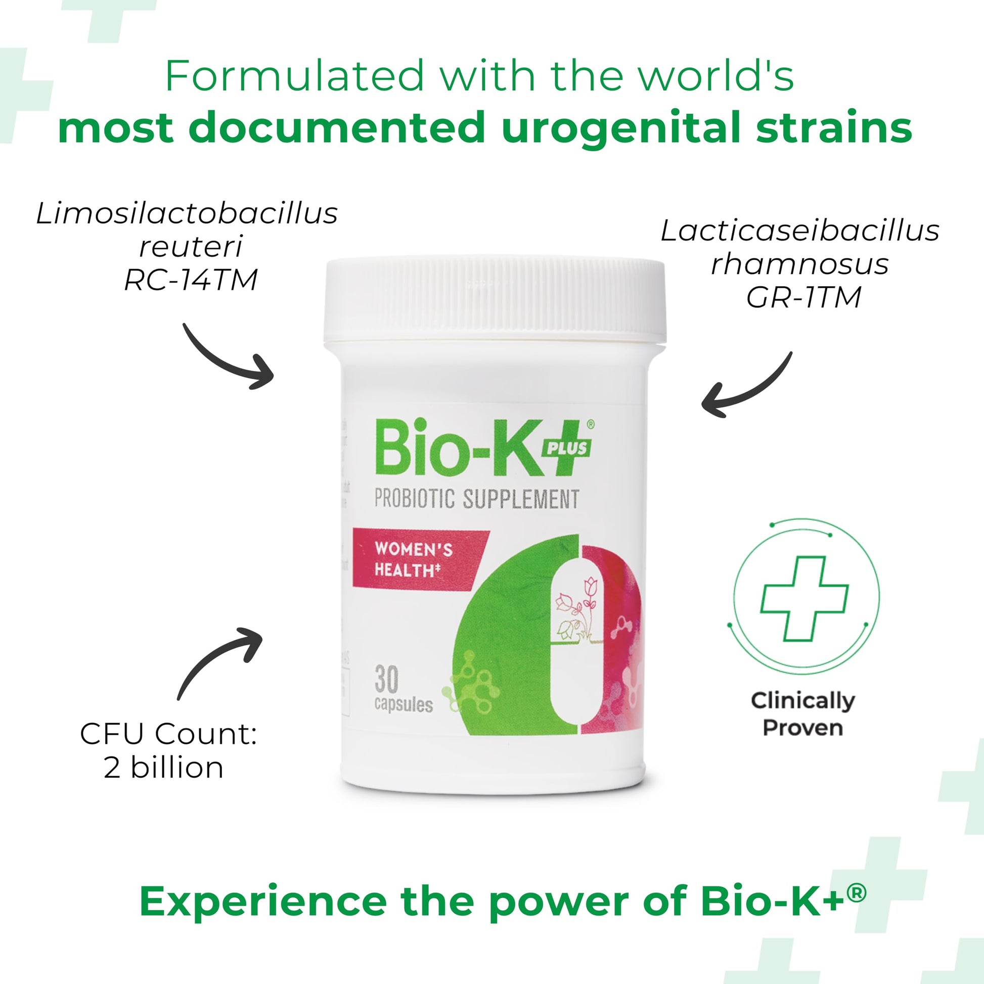 Bio-K+ Probiotic for Women support for Vaginal & Urinary Tract Health, Probiotic Supplement with 2 Billion CFU 2 Strains, Vegan, Shelf-Stable – 30 Capsules Bio-K PlusAu supplements
