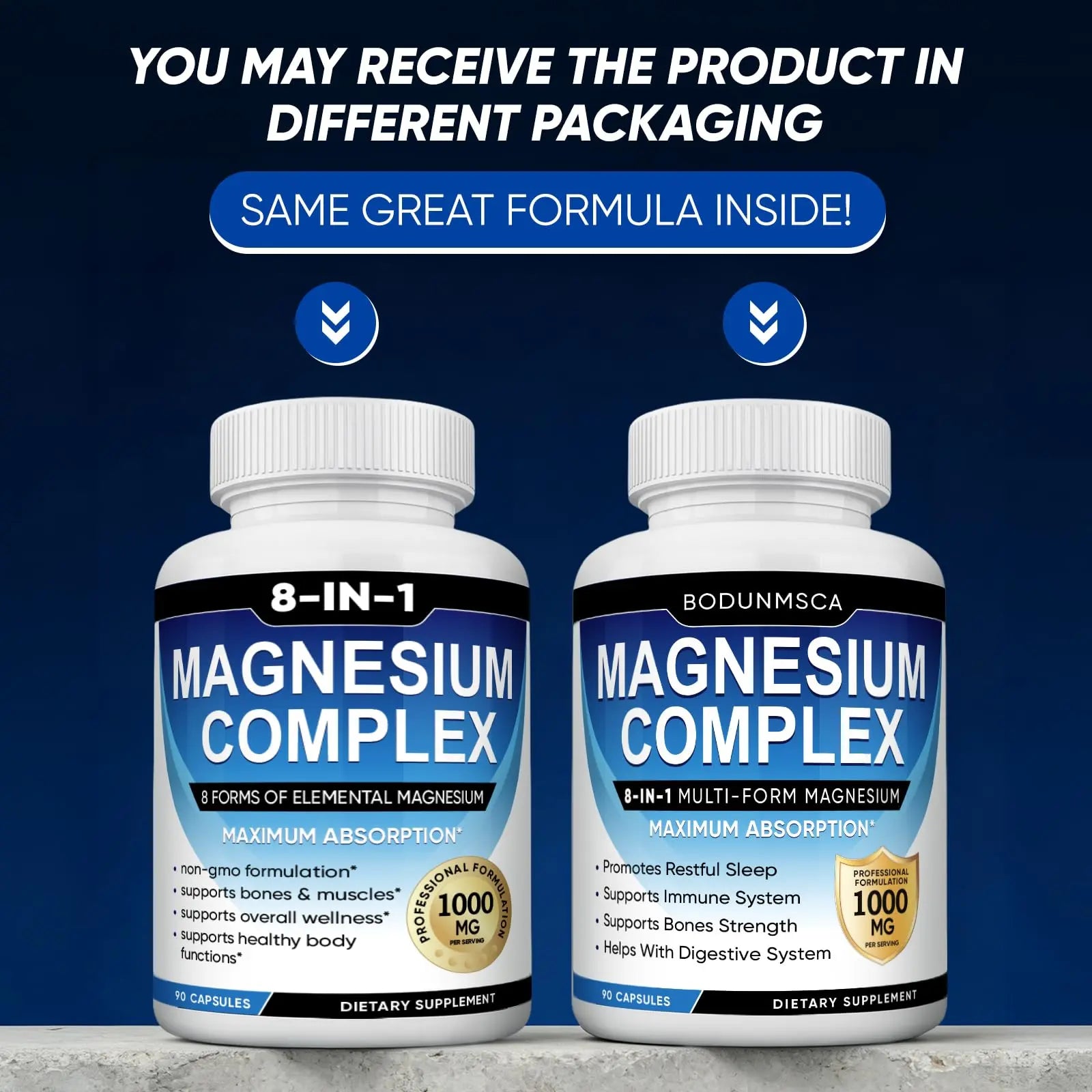 Magnesium Complex, 8 in 1, 1000mg-Glycinate, Citrate, Malate for Easy Absorption, Full Spectrum Magnesium Complex,Supports Relaxation, Sleep & Muscle Function, Magnesio Complex for Women, 180 Capsules BODUNMSCAnz supplements