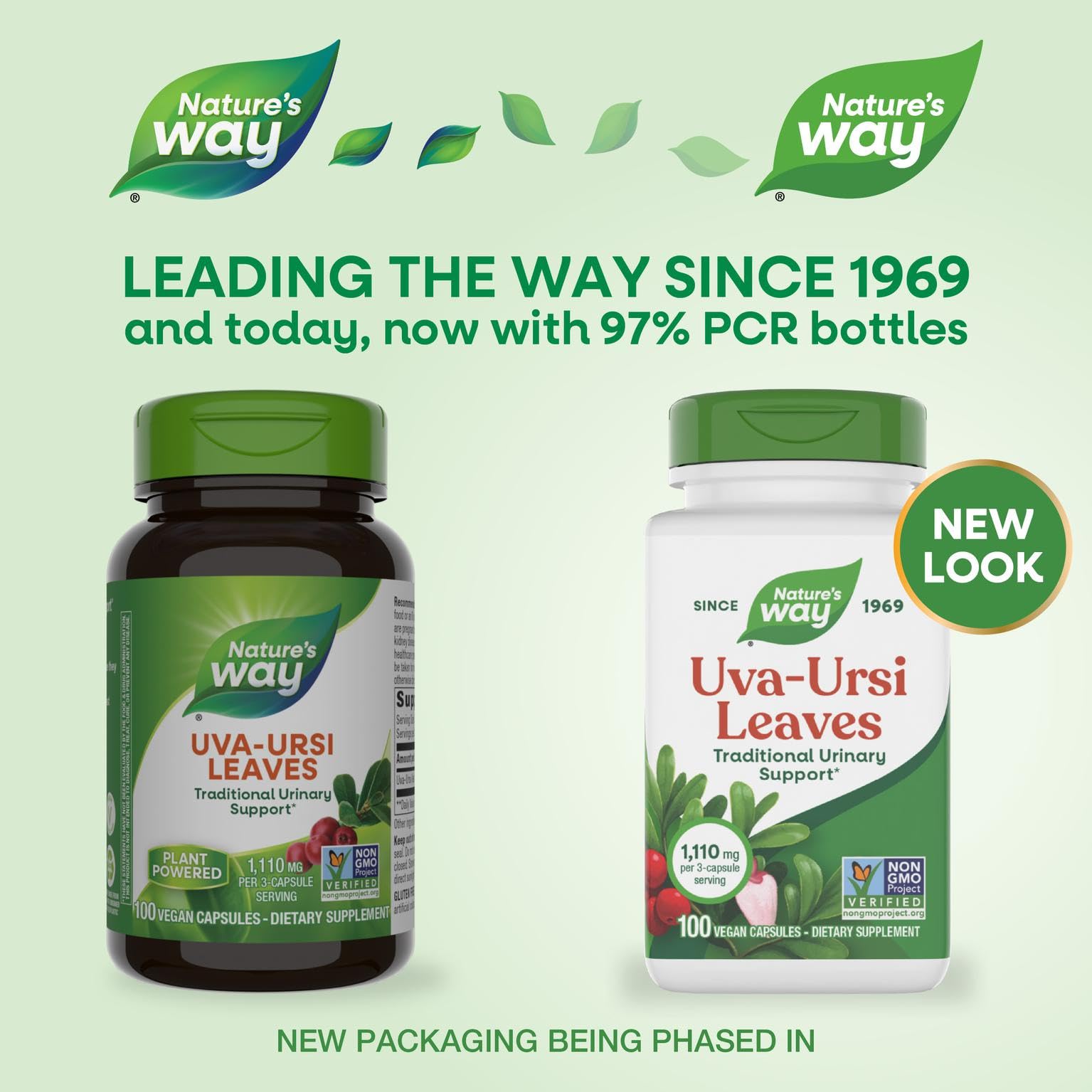 Nature's Way Uva Ursi Leaves, Traditional Urinary Support*, 1,110 mg per 3-Capsule Serving, Non-GMO Project Verified, Herbal Dietary Supplement, Gluten Free, 100 Vegan Capsules (Packaging May Vary) Nature's WayAu supplements