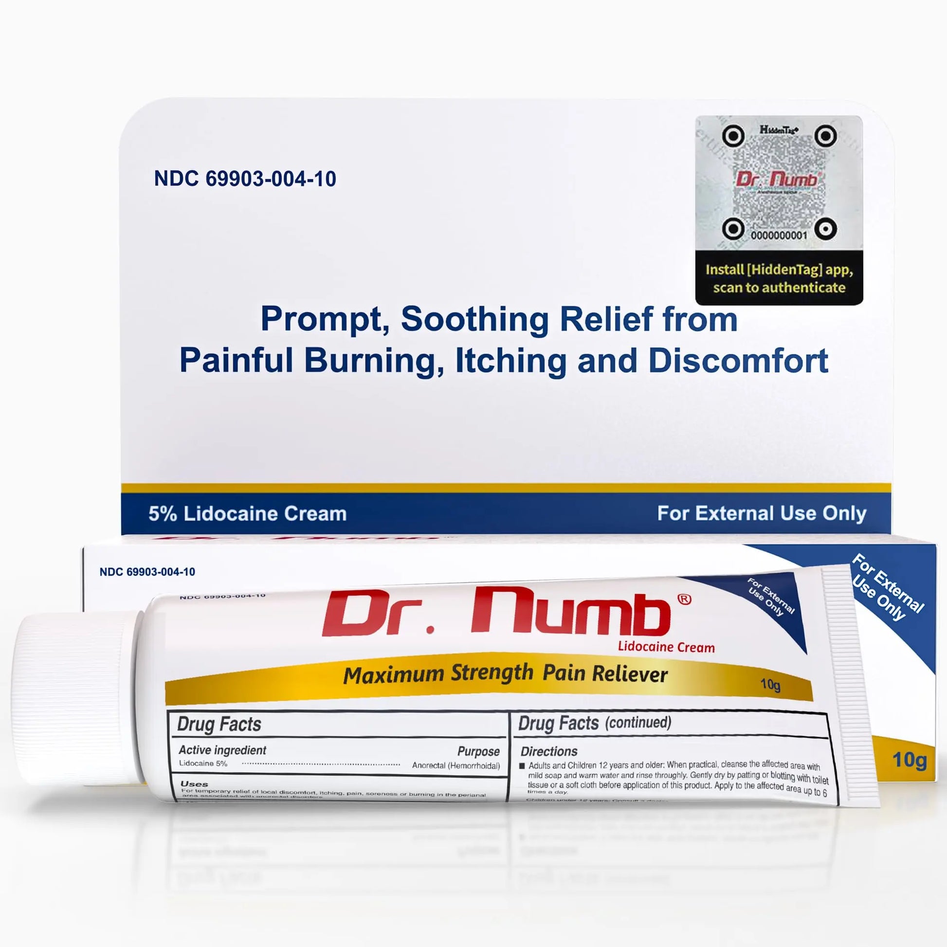 Dr. Numb 5% Lidocaine Numbing Cream, Nonprescription Maximum Strength Topical Anesthetic Cream - Temporary Relief of Pain, Itch, Discomfort for Hemorrhoid and Anorectal Uses - 10g Pack of 1 Dr. NumbAu supplements