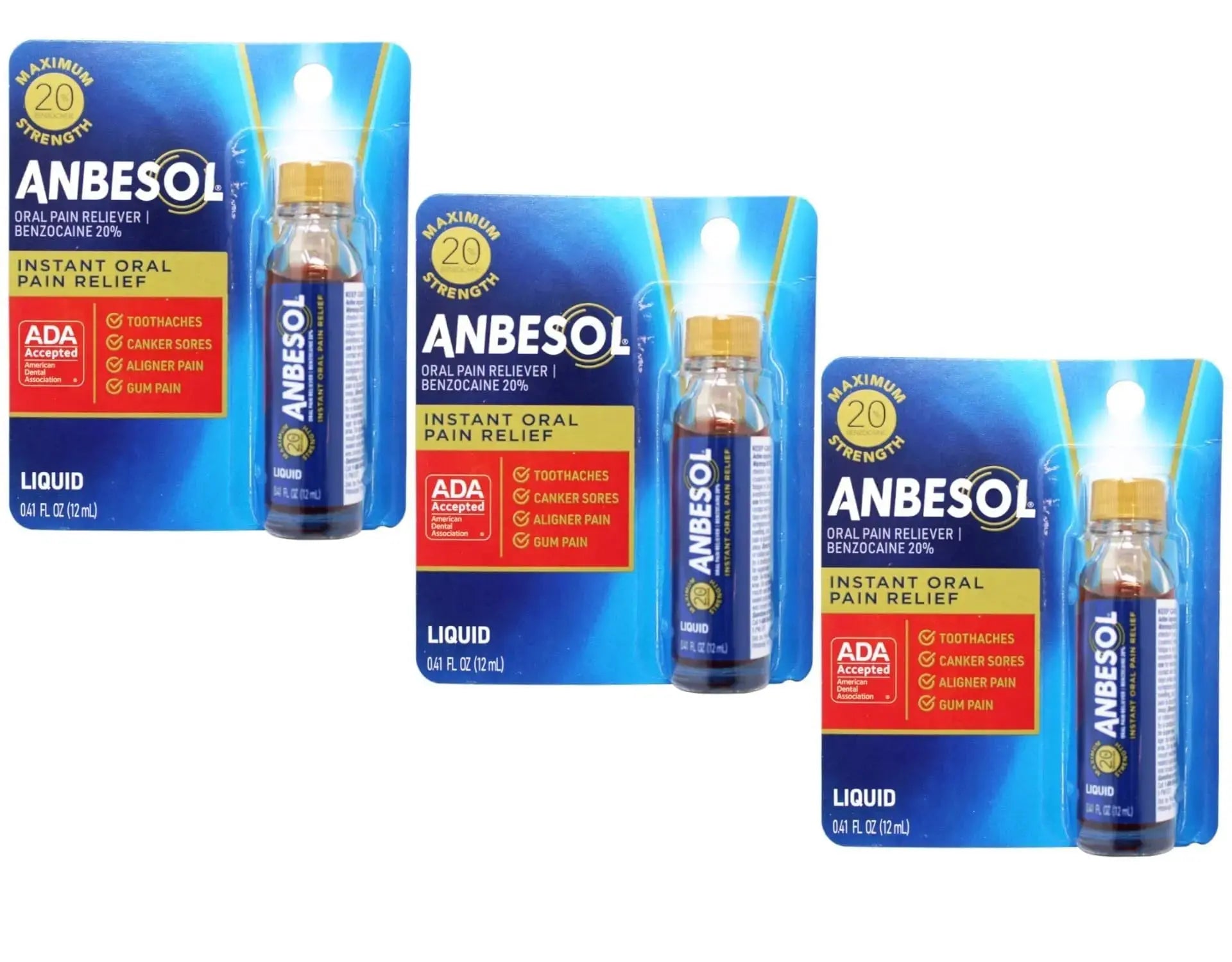 Anbesol Maximum Strength Liquid, 0.41 Fluid Ounce (Pack of 3) YEGEAu supplements