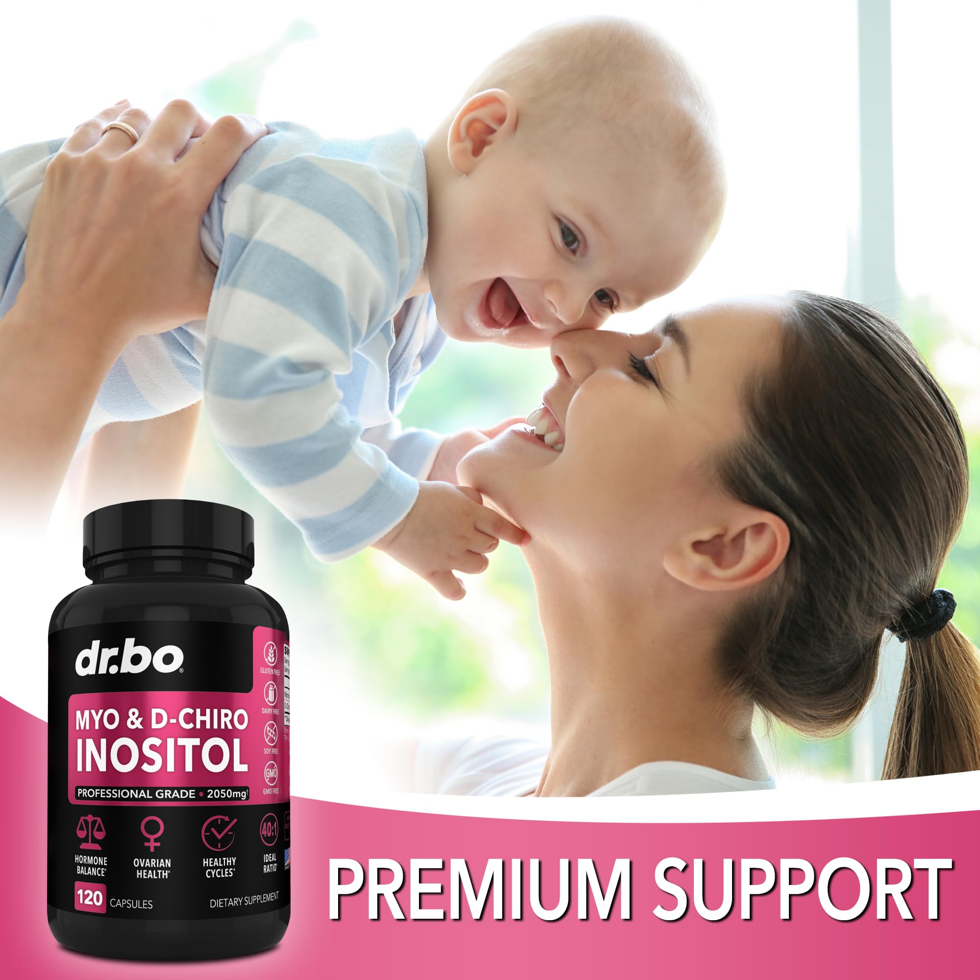 Myo-Inositol & D-Chiro Inositol Supplement Capsules - 40:1 Ratio Hormone Balance DR. BOUS supplements