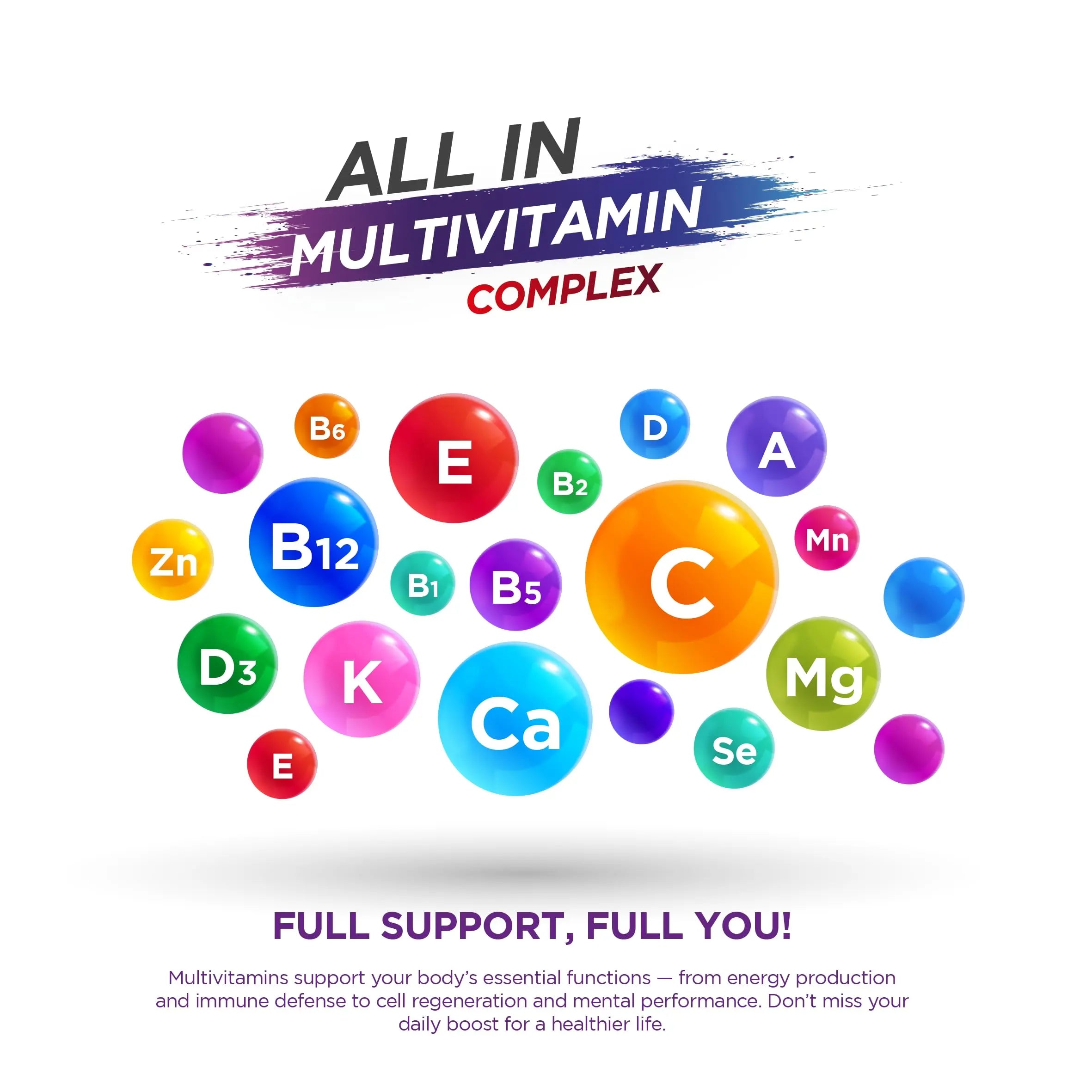 CAMRUSEPA All in Multivitamin Complex – Daily Tablet with Calcium, Iron, Zinc, Vitamin C, B Complex, D3, E, A & More – Complete Daily Nutritional Support for Adults CamrusepaAu supplements