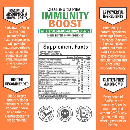 Immune Support Supplement with Vitamin C 1000mg Zinc Elderberry Extract Ginger BioSchwartzUS supplements