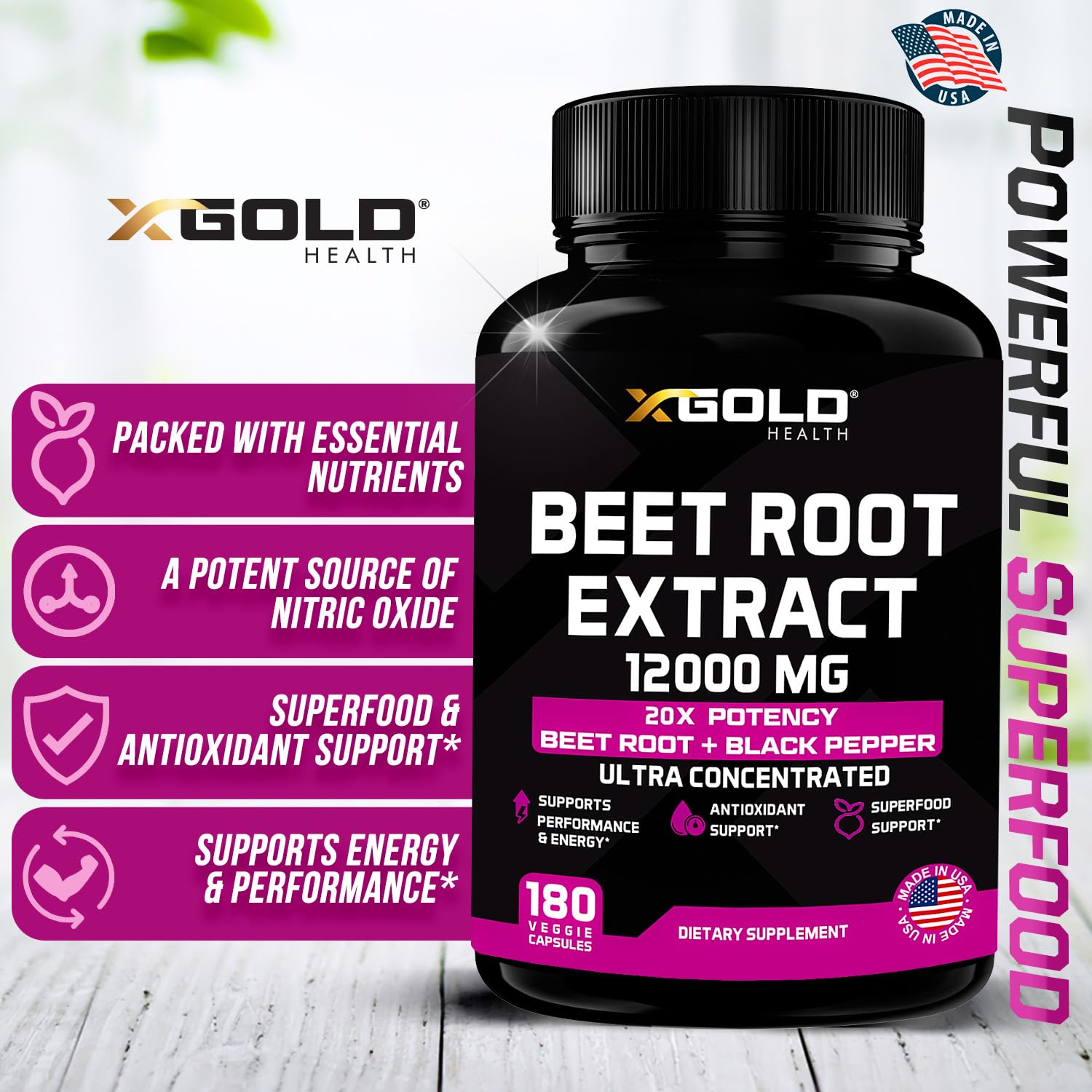 Beet Root Extract Capsules - 12000mg 20x Concentrated Beet Root Capsules Supplement X Gold HealthAu supplements