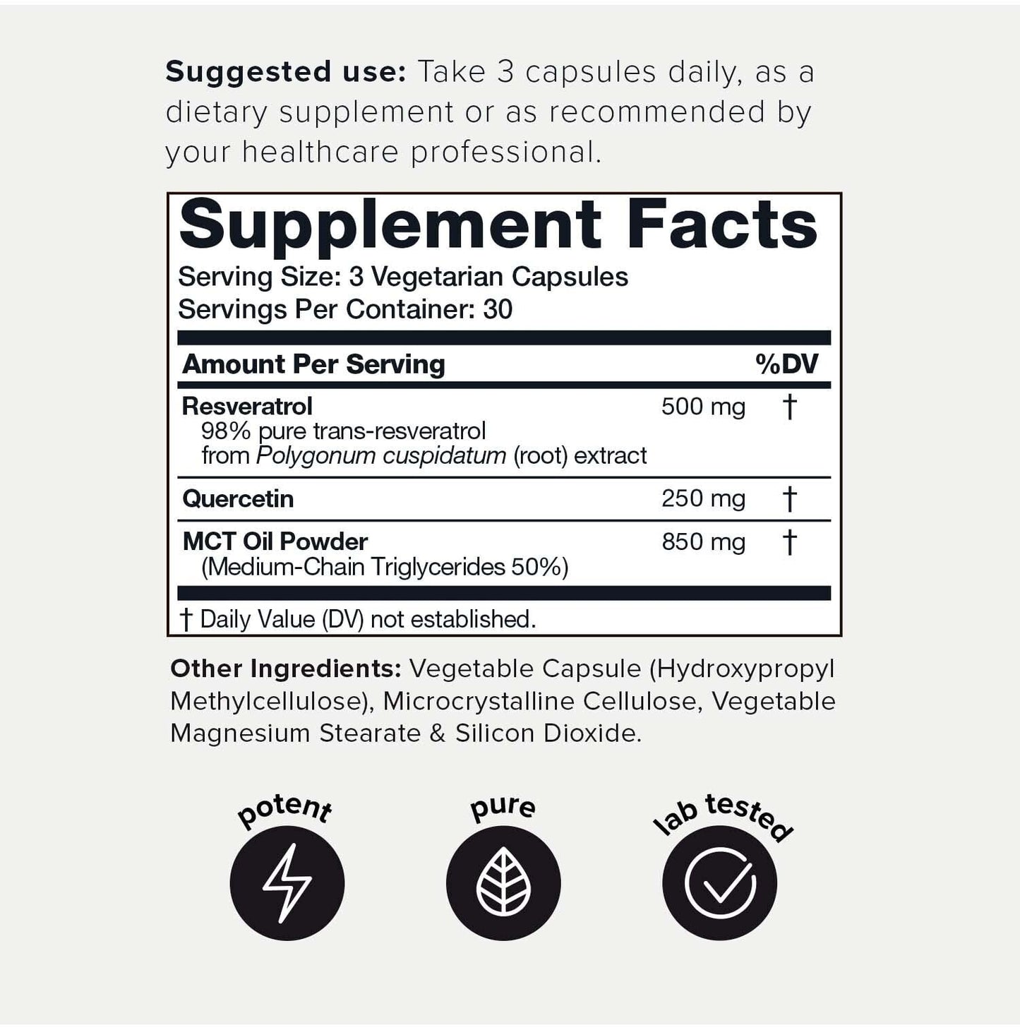 Toniiq 1600mg Resveratrol Blend - Ultra High Purity and 3rd Party Tested - with MCT ToniiqUS supplements