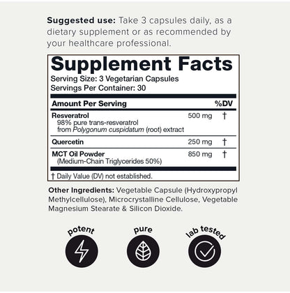 Toniiq 1600mg Resveratrol Blend - Ultra High Purity and 3rd Party Tested - with MCT ToniiqUS supplements