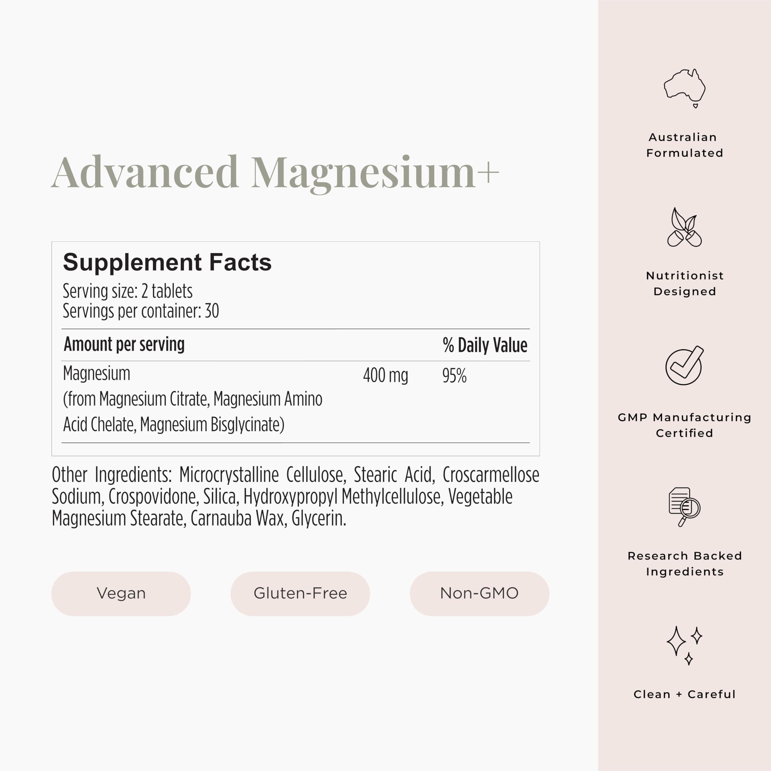 JSHealth Vitamins Advanced Magnesium Supplements with Magnesium Glycinate & Citrate for Muscle Relaxation (60 Tablets) JSHealthAu supplements