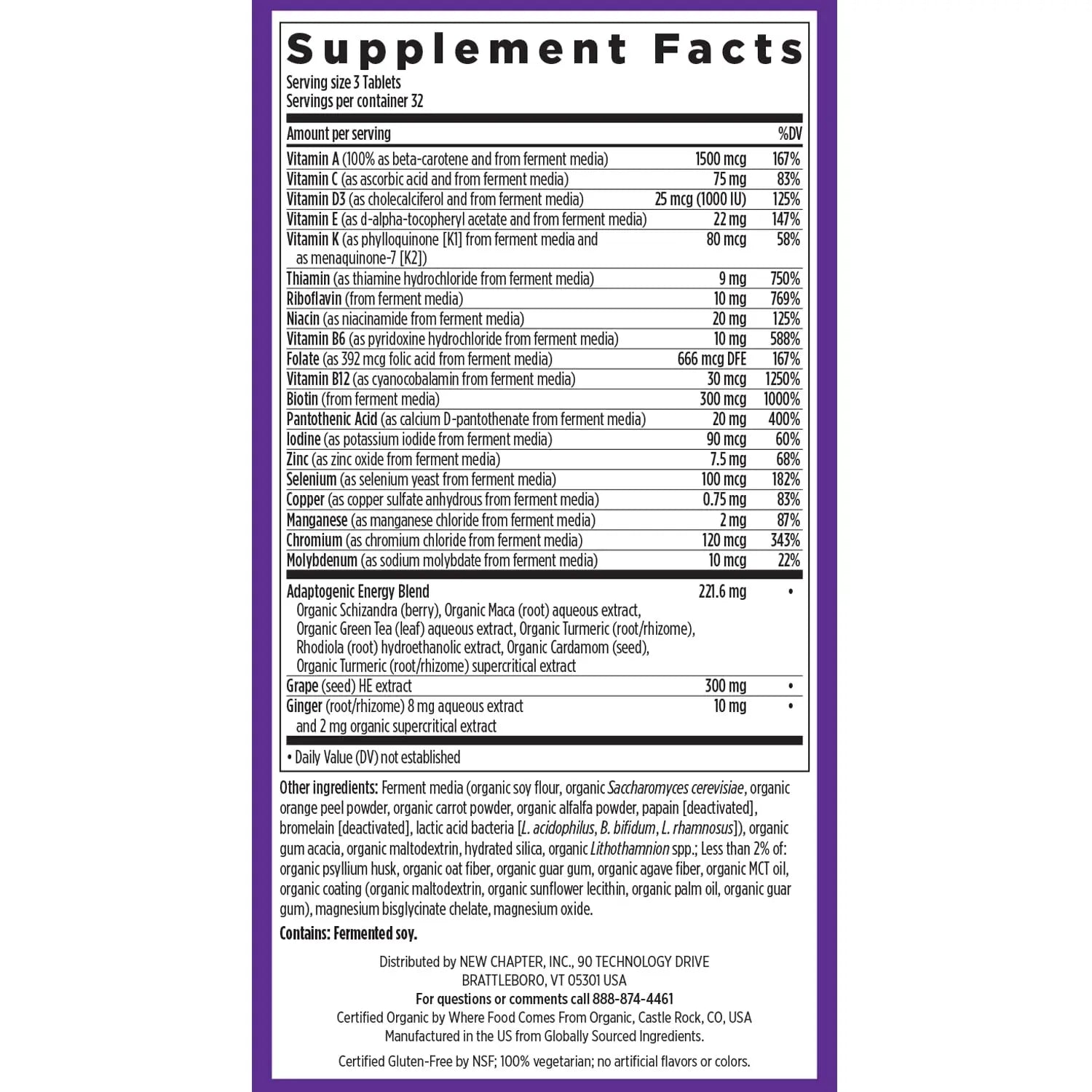 New Chapter Energy Supplement - Perfect Energy Multivitamin for Balanced Energy + Stress Support with B Vitamins + Vitamin D3 New ChapterAu supplements