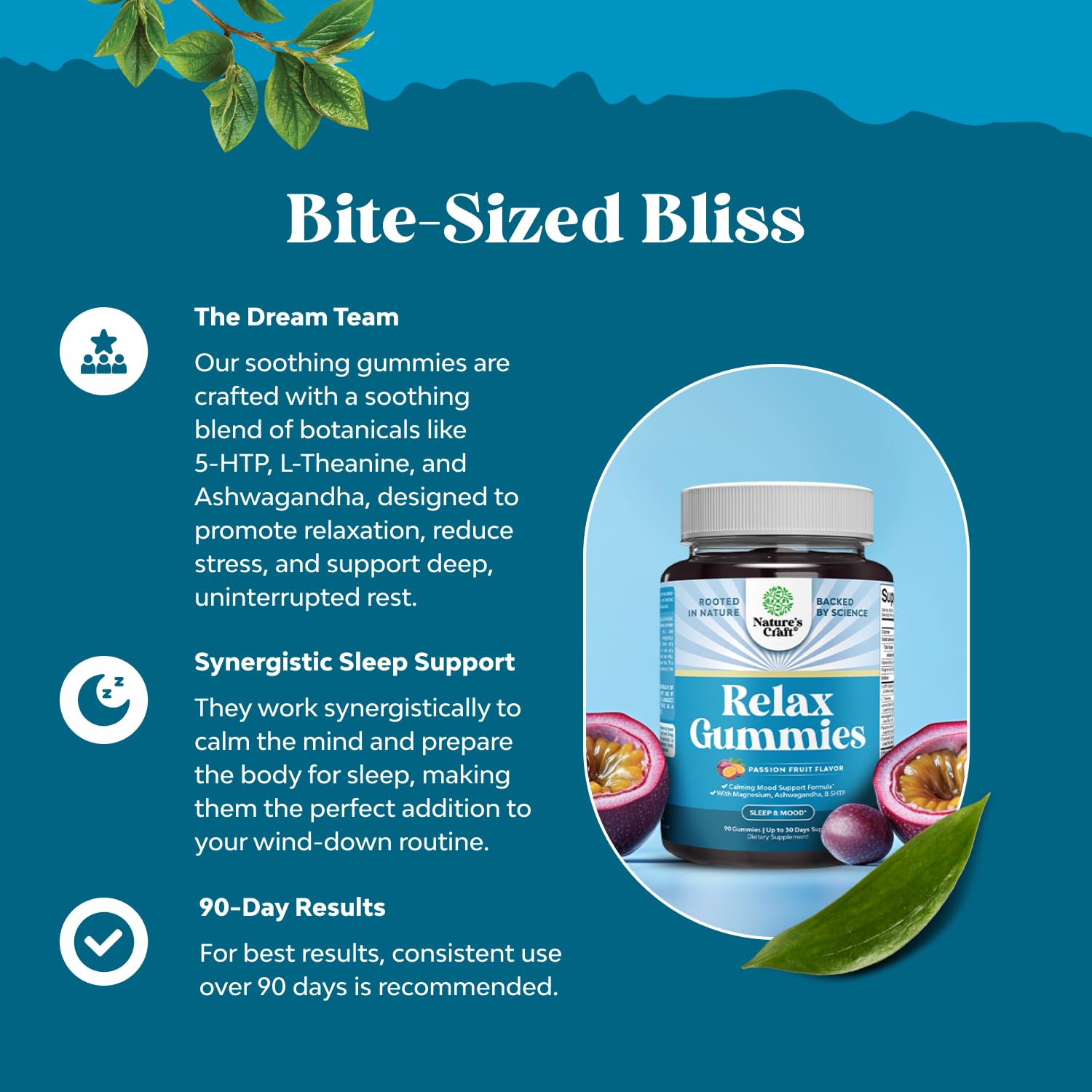 Pure Calm and Relaxing Magnesium Supplement - Magnesium for Stress Support & Rest Ease for Adults - High Absorption Mg Citrate Gummies with L Theanine & Ashwagandha for Muscle Cramps - 90 Count Natures CraftAu supplements