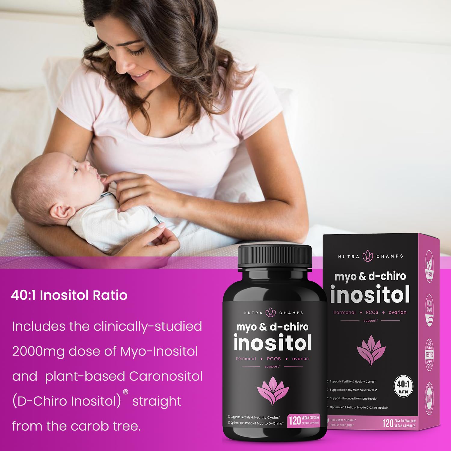 NutraChamps Myo-Inositol & D-Chiro Inositol Supplement | Ovarian & PCOS Support NutraChampsUS supplements
