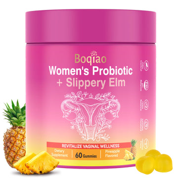 Feminine Probiotics Gummies with Slippery Elm - 60 Pineapple Gummies for Women ph Balance, Vaginal Probiotics Supports Flora, Gut Health & Immune System, Prebiotics & Lactobacillus Blend (Pineapple) BoqiaoAu supplements