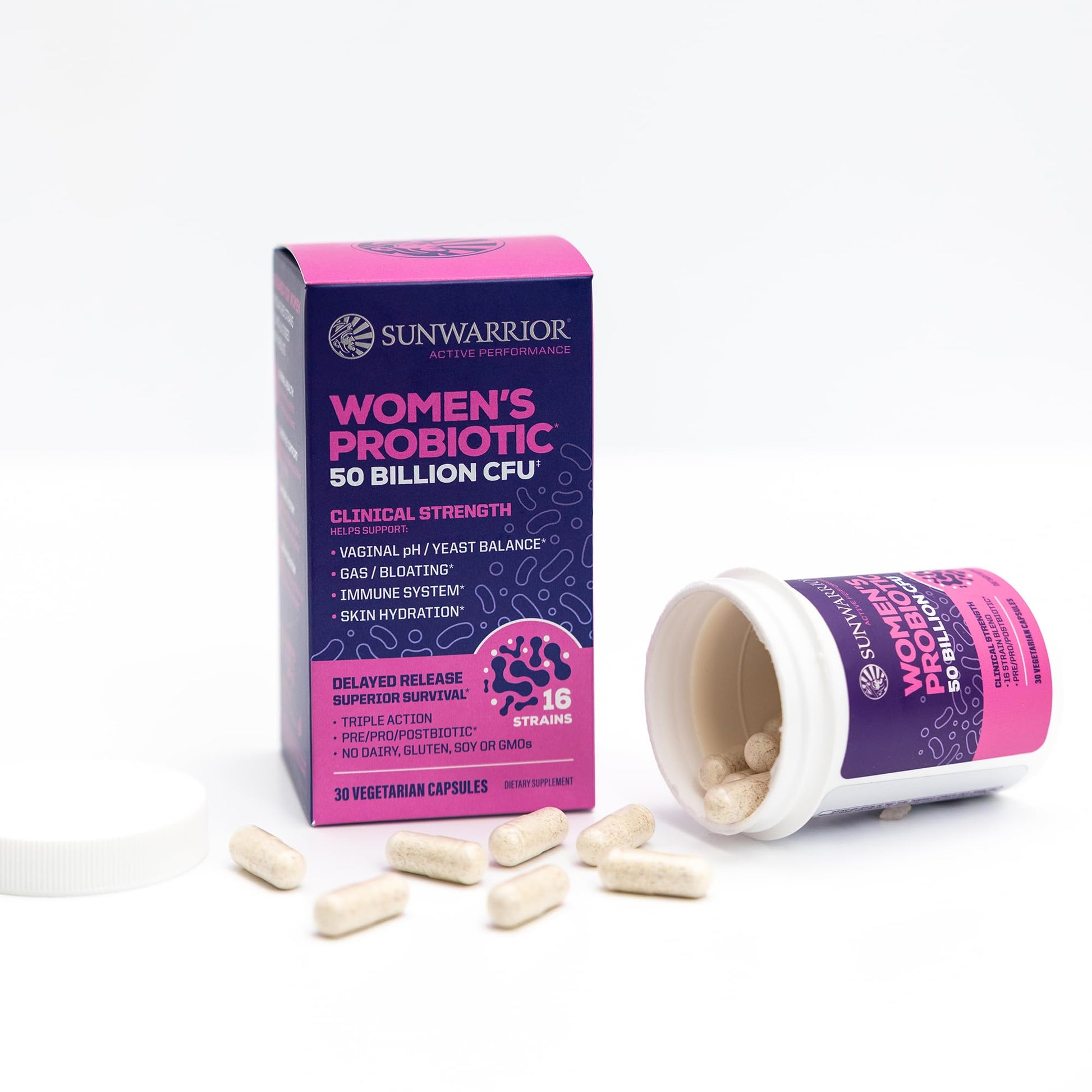 Probiotic for Gut Health 50 Billion CFU Probiotics Supplement Capsules 16 Strains Prebiotics, Postbiotics for Women Gut Immune Colon Health Energy Endurance Support Soy-Free Non-GMO 30 Capsule Serving SunwarriorAu supplements