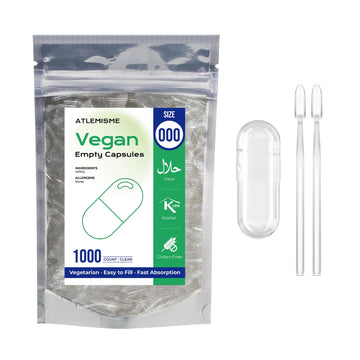 ATLEMISME Empty Vegan Capsules Size 000-1000 Count Vegetable Capsules for DIY Filling with 2 Micro Lab Spoons ATLEMISMEAu supplements