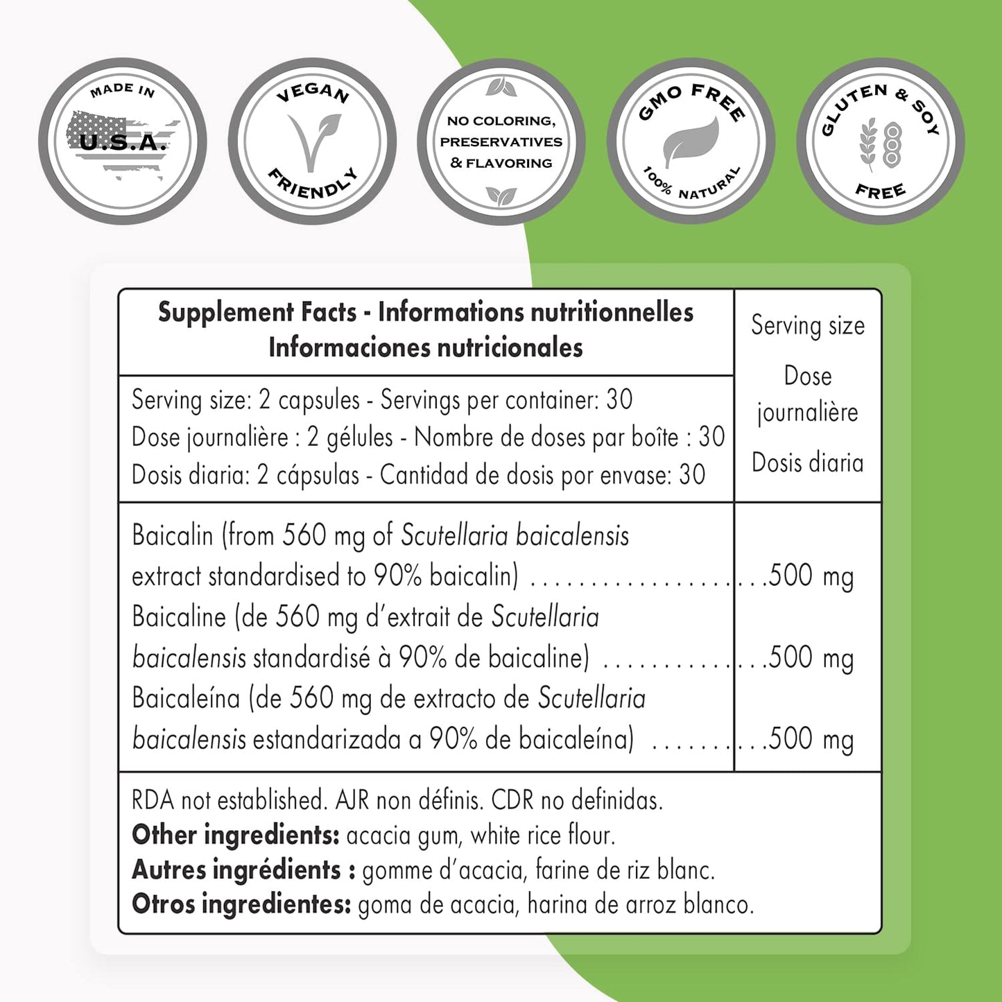 Supersmart - 90% Baicalin 500mg per Day (Scutellaria Baicalensis) - Chinese Skullcap SupersmartUS supplements