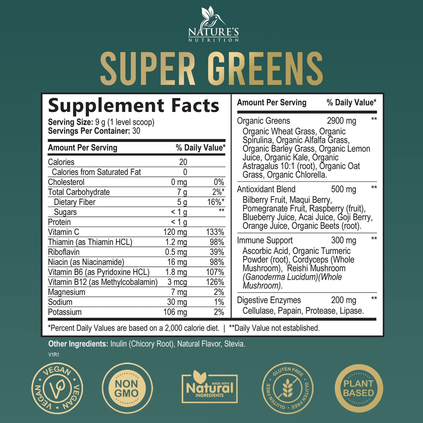 Greens Superfood Powder Supplement - Super Green Smoothie Mix Blend with Spirulina Nature's NutritionAu supplements