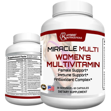 MiracleMulti Multivitamin for Women - Female Support Formula, Immune Support, Minerals, Biotin, Antioxidants & Superfoods Blend – 60 Capsules Hybrid NutraceuticalsUS supplements