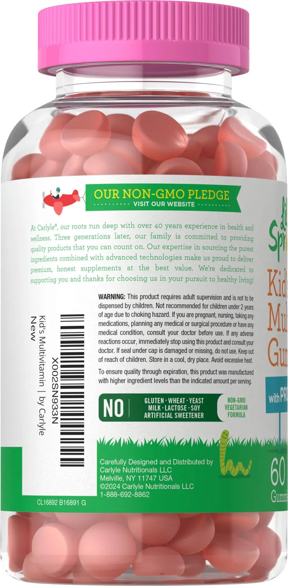 Carlyle Kids Multivitamin Gummies with Probiotics | 60 Chewables | Berry Flavor | Vegetarian, Non-GMO, Gluten Free Children's Supplement | by Lil' Sprouts | CarlyleAu supplements