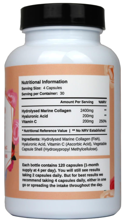 2800mg Marine Collagen Capsules – Highest Strength Type 1 Hydrolysed Collagen with Hyaluronic Acid and Vitamin C Miracle GreensUS supplements