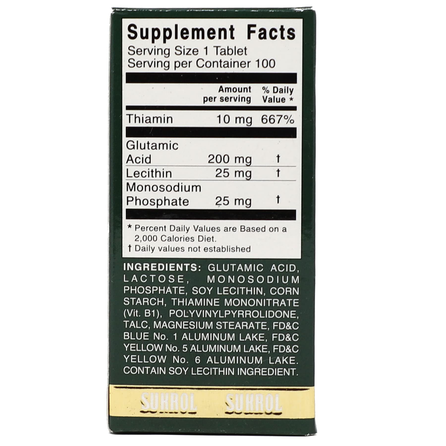 Sukrol, Vitamin, Improve Healthy Brain Function, 100 Tablets, Bottle SukrolAu supplements