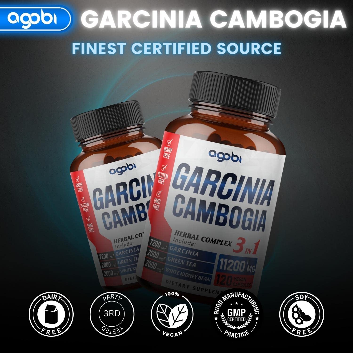 agobi 3in1 Garcinia Cambogia Extract Capsules - 11200mg Herbal Supplement for Body Health agobiAu supplements