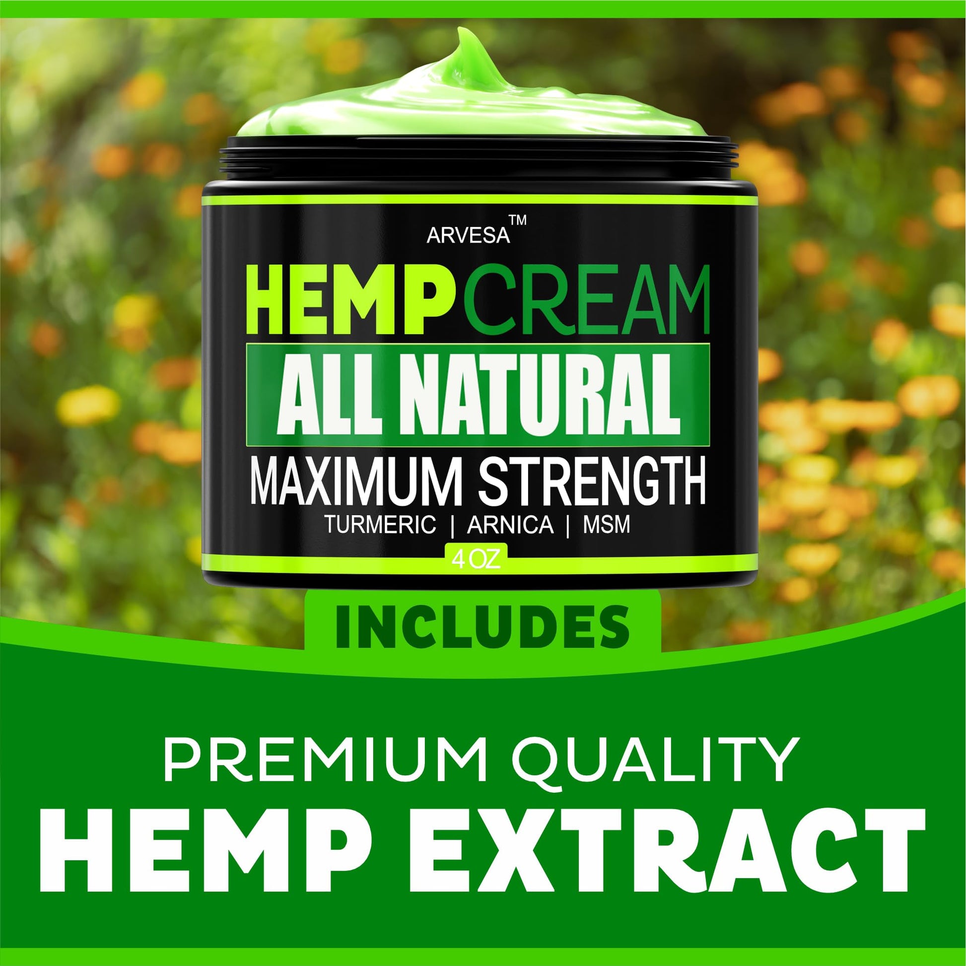 Natural Hemp Cream - Maximum Strength Gel - Hemp Cream with Arnica, MSM, Glucosamine, Menthol, Aloe, Turmeric, Boswellia - Fast Absorption, Non-Greasy, Lightweight - Advanced Formula - 4 oz ArvesaAu supplements