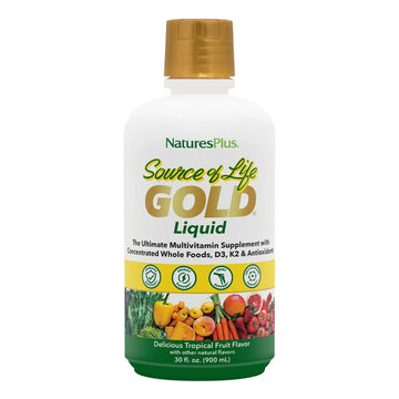 NaturesPlus Source of Life Gold Multivitamin Liquid - 30 oz - with Vitamins D3, B12 & K2 - Blood, Bone & Immune Support - Vegetarian & Gluten Free - 30 Servings NaturesPlusAu supplements