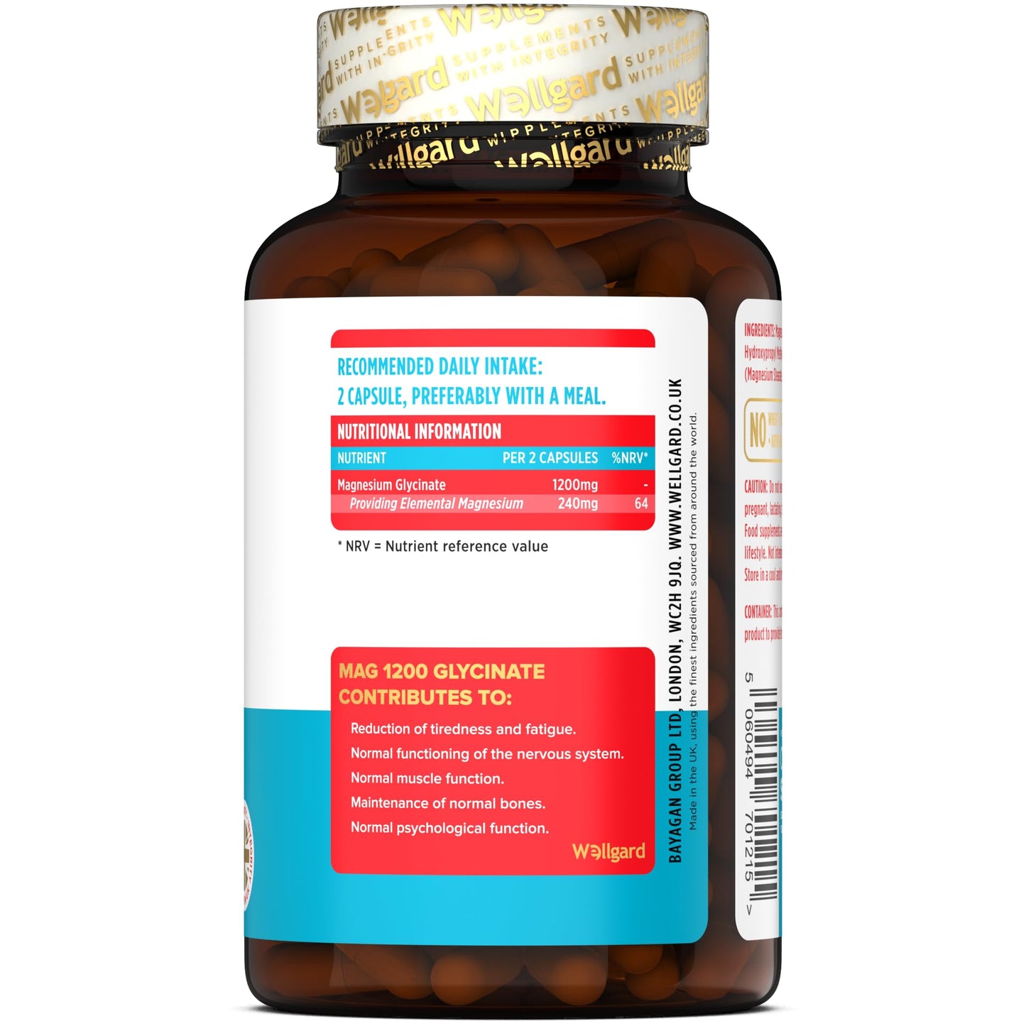 Wellgard Magnesium Glycinate, Mag 1200, High Strength Magnesium Bisglycinate WellgardUS supplements