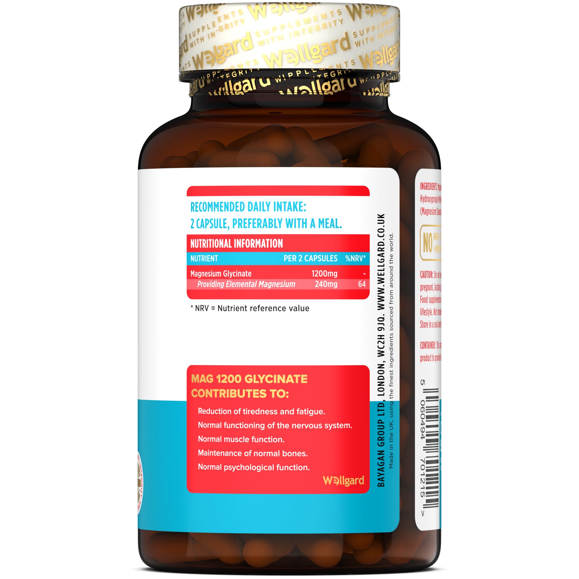 Wellgard Magnesium Glycinate, Mag 1200, High Strength Magnesium Bisglycinate WellgardUS supplements