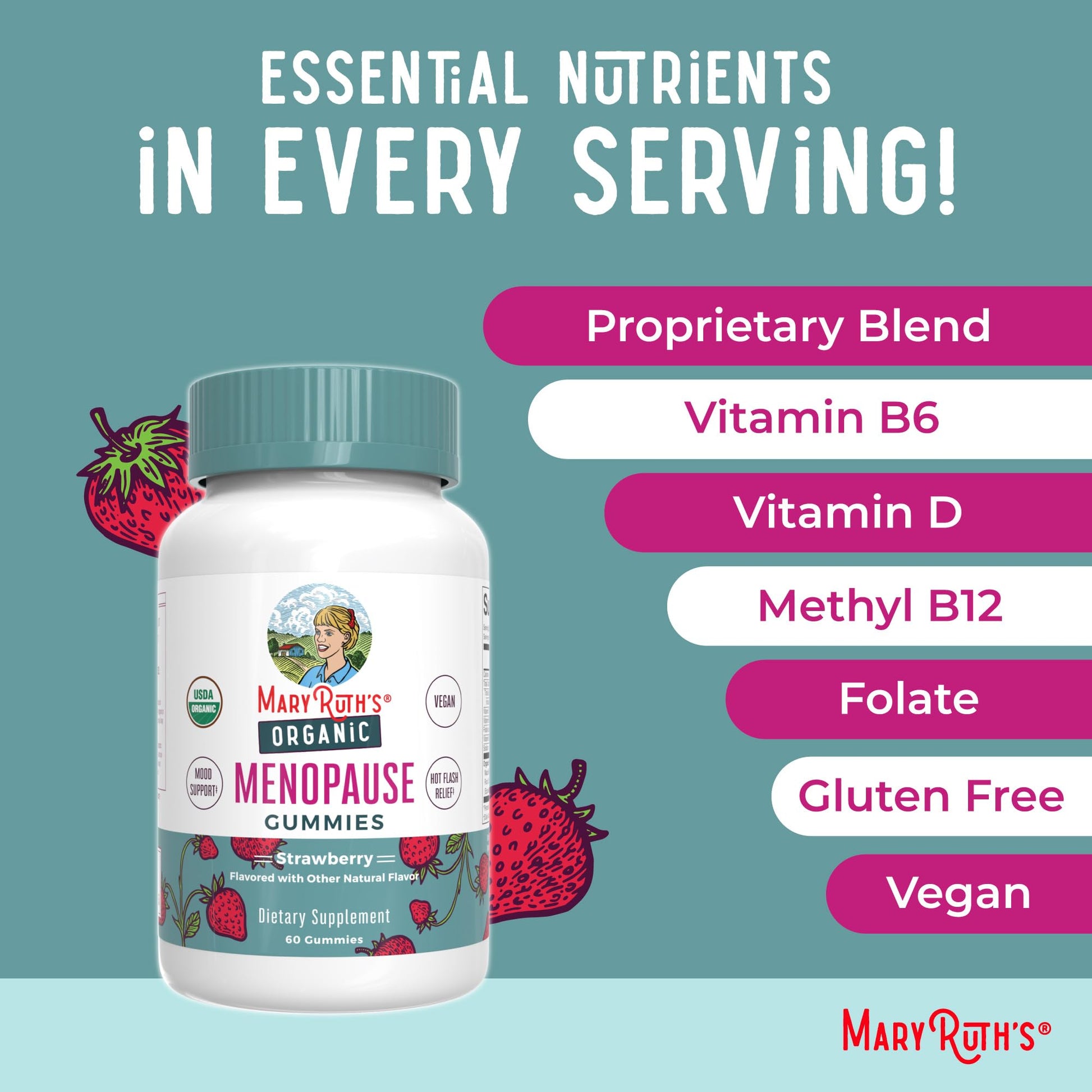Organic Menopause Gummies by MaryRuth's | Menopause Supplements for Women | Mood Support | Hot Flash Relief | Maca Root | Black Cohosh | USDA Organic | Non-GMO | Vegan | 30 Servings MARYRUTH'SAu supplements