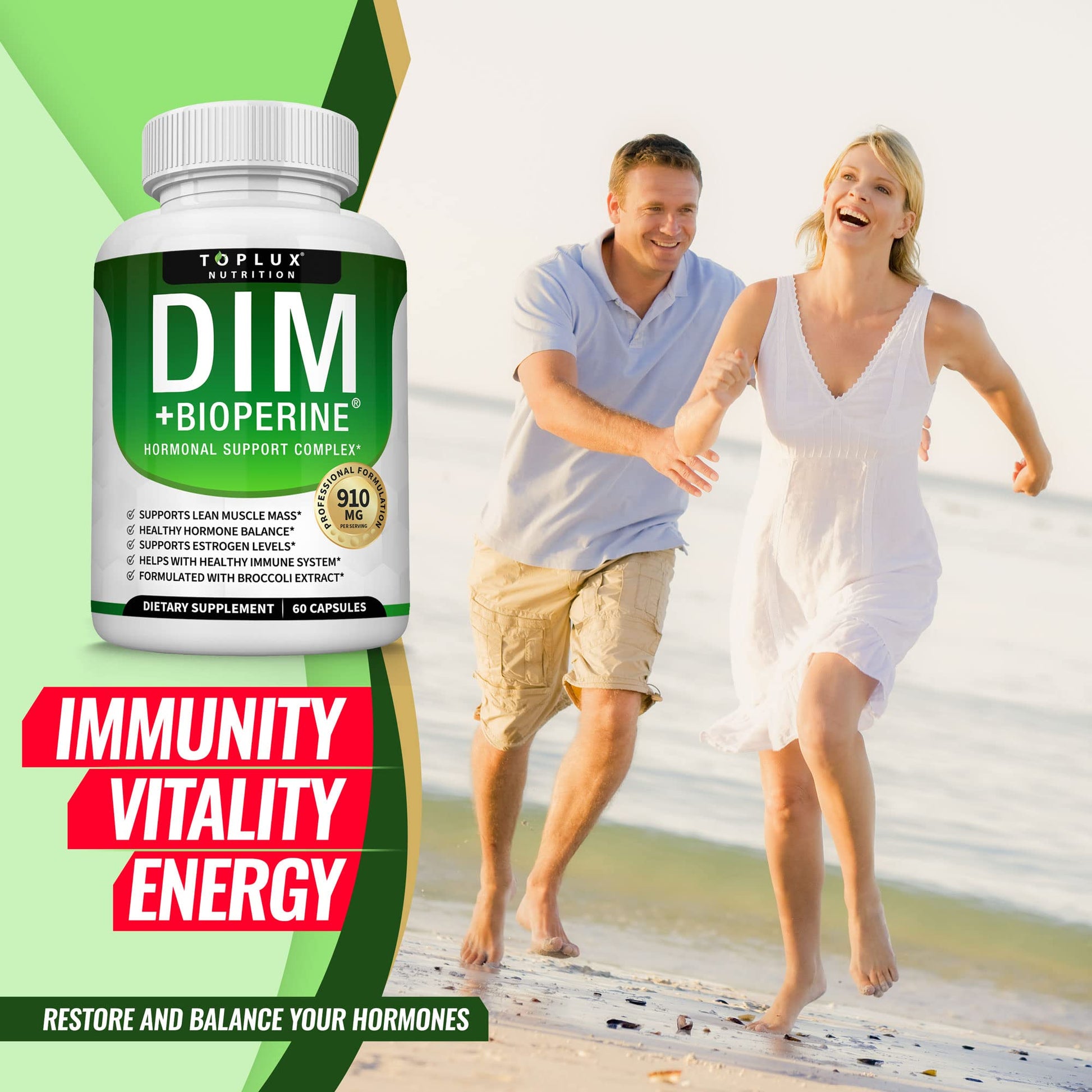 Dim Supplement 910 mg Plus BioPerine Complex - Diindolylmethane to Support Hormone Balance TopluxAu supplements