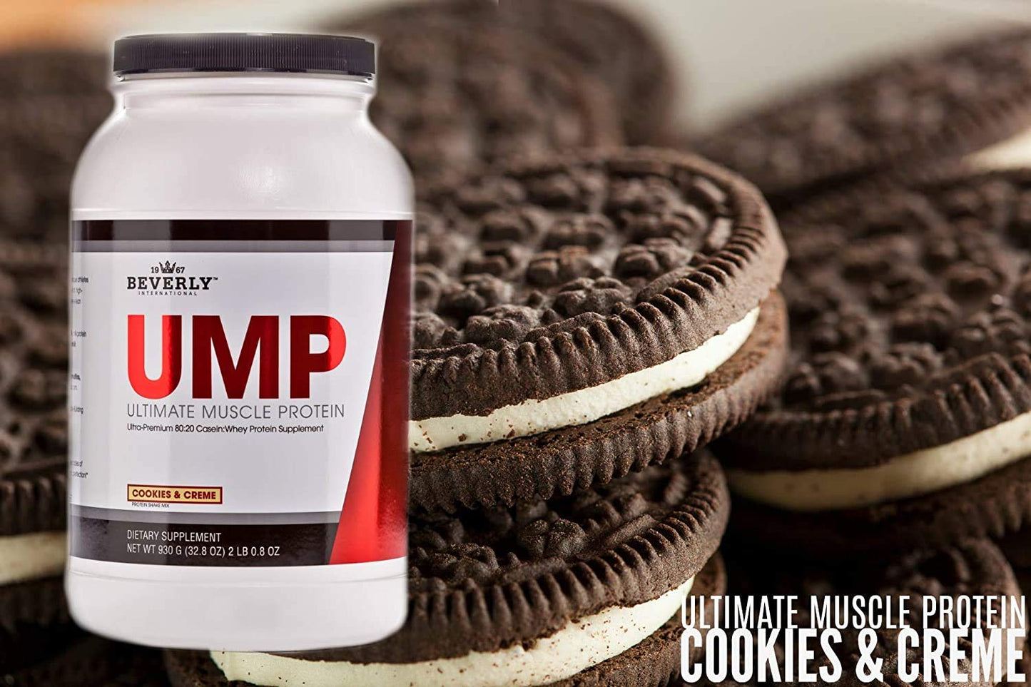 Beverly International UMP Protein Powder, Cookies & Cream. Unique Whey-Casein Ratio Builds Lean Muscle. Easy to Digest. No Bloat. (32.8 oz) 2lb .8 oz Beverly InternationalUS supplements