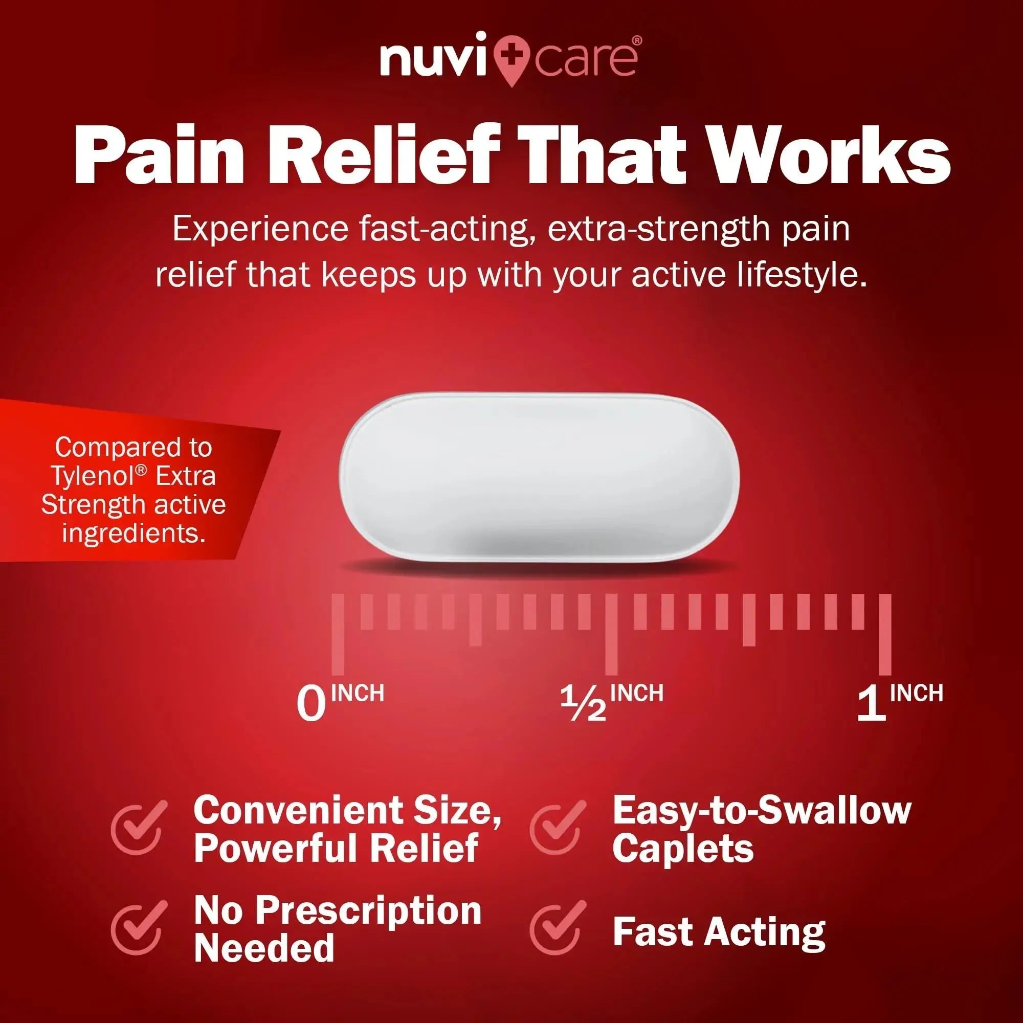 NUVICARE Acetaminophen 500mg Extra Strength Pain Relief - Compare to Tylenol Extra Strength Pain Reliever & Fever Reducer - 500mg Tablets for Adults for Headaches (100 Caplets) NUVICAREAu supplements