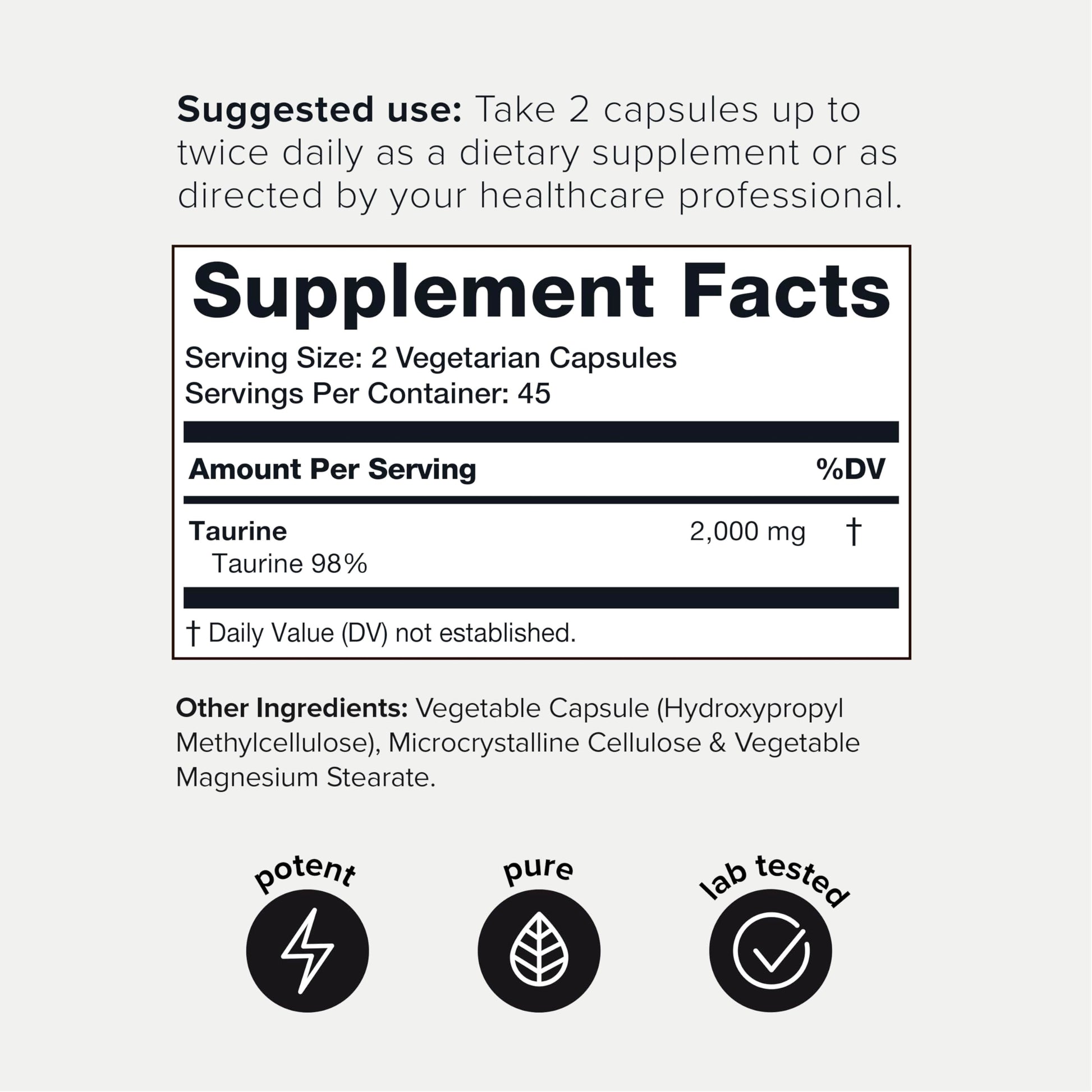 Toniiq 2000mg Taurine Supplement - High Purity Taurine Powder Capsules, 98%+ Pure ToniiqUS supplements