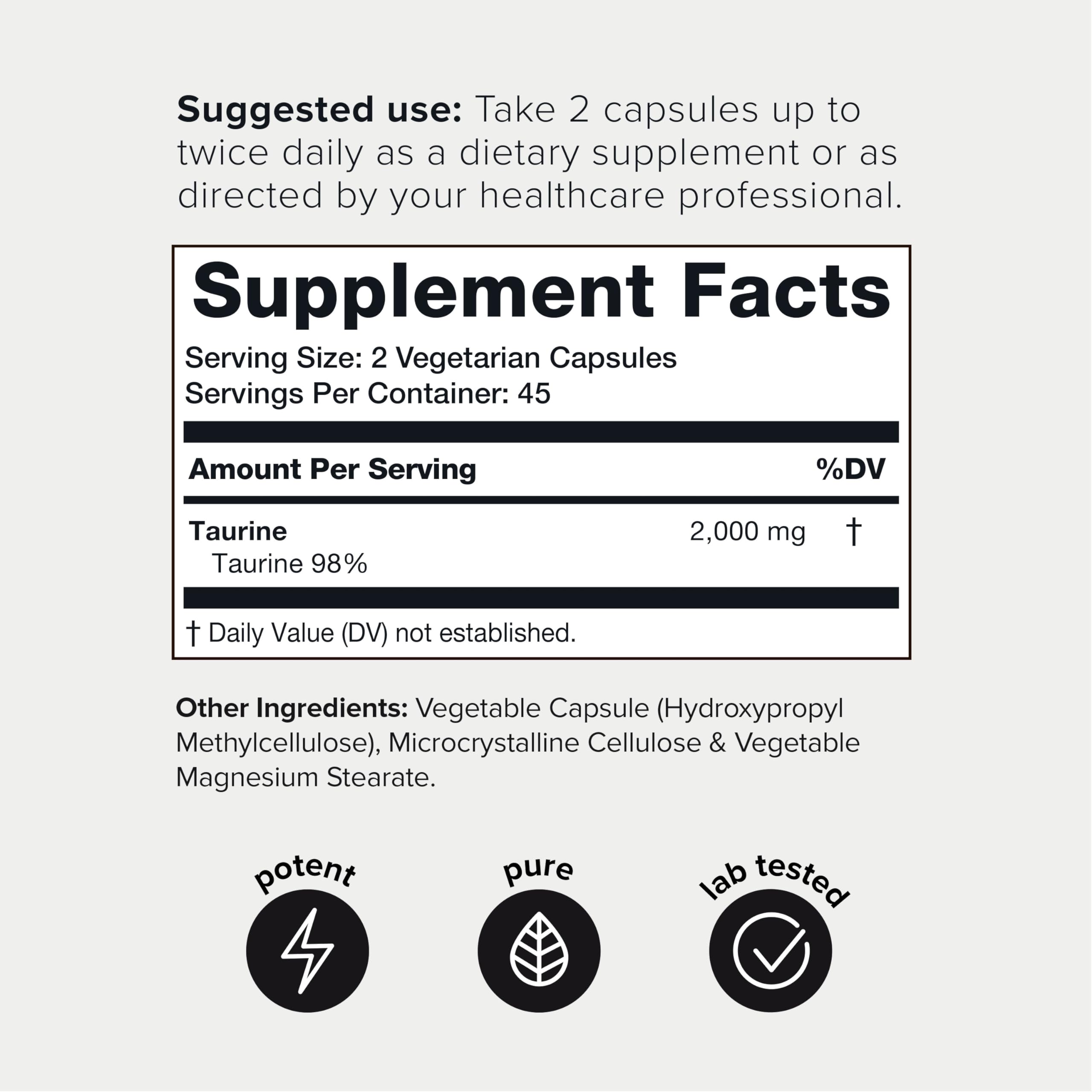 Toniiq 2000mg Taurine Supplement - High Purity Taurine Powder Capsules, 98%+ Pure ToniiqUS supplements