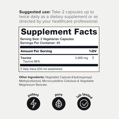Toniiq 2000mg Taurine Supplement - High Purity Taurine Powder Capsules, 98%+ Pure ToniiqUS supplements