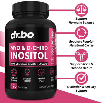 Myo-Inositol & D-Chiro Inositol Supplement Capsules - 40:1 Ratio Hormone Balance DR. BOUS supplements