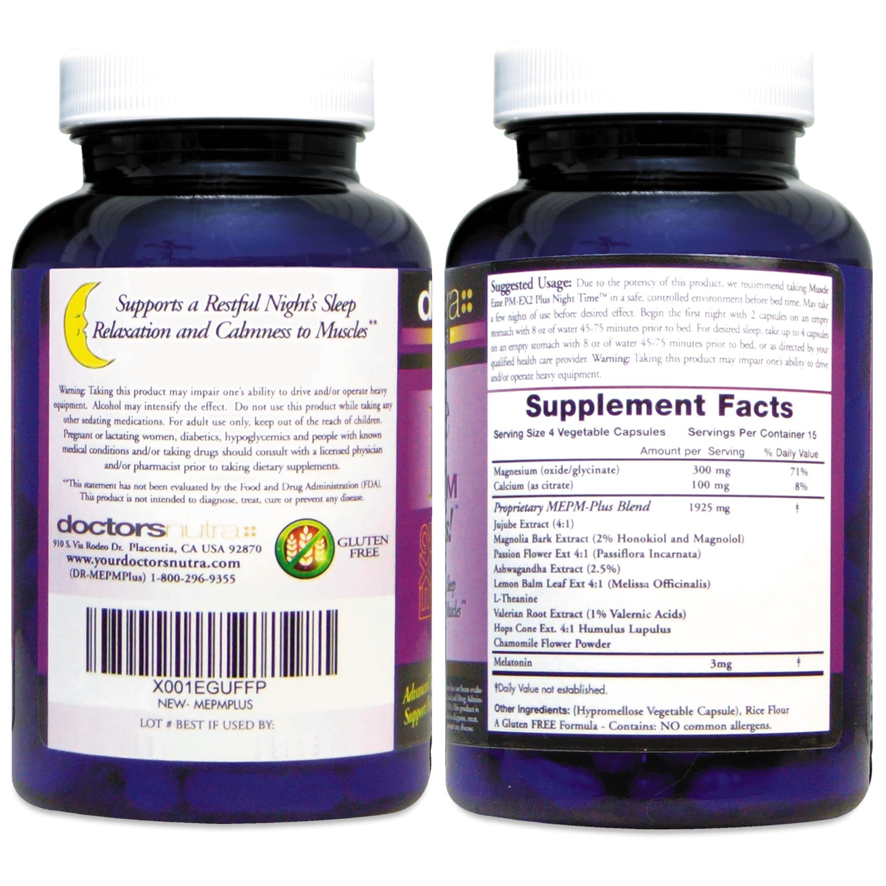 Muscle Ezze PM Plus Night Time Capsules by Doctors Nutra - Nighttime Use - Gluten-Free - 60 Capsules Doctors Nutra NutraceuticalsAu supplements