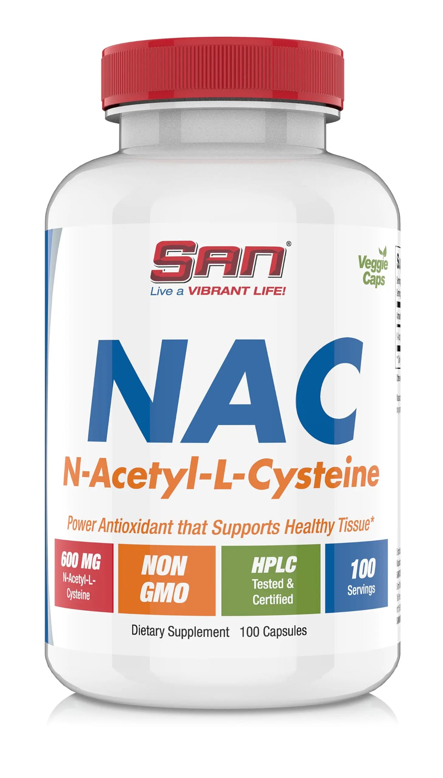 SAN N-Acetyl-L-Cysteine (NAC), Immune, Respiratory, Liver Health, NAC 600 mg, Potent antioxidant Support, Free-radicals, Easy to Absorb, 100 Capsules SANnz supplements