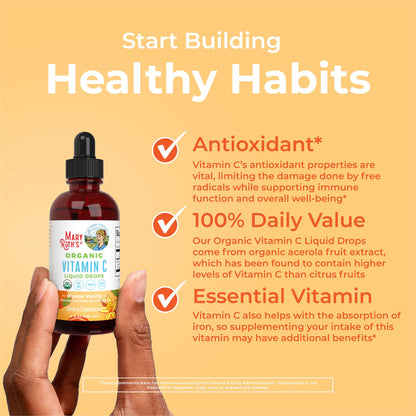 MaryRuth Organics Organic Vitamin C Supplement | Liquid Vitamin C Liquid Drops for Adults & Kids | Immune Support Supplement for Overall Health | Vegan | Non-GMO | Gluten Free | 4 Fl Oz MARYRUTH'SUS supplements