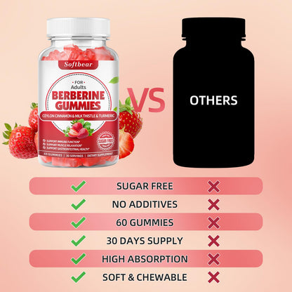 softbear Berberine with Ceylon Cinnamon Gummies-99% Purity Berberine HCL Supplements softbearUS supplements