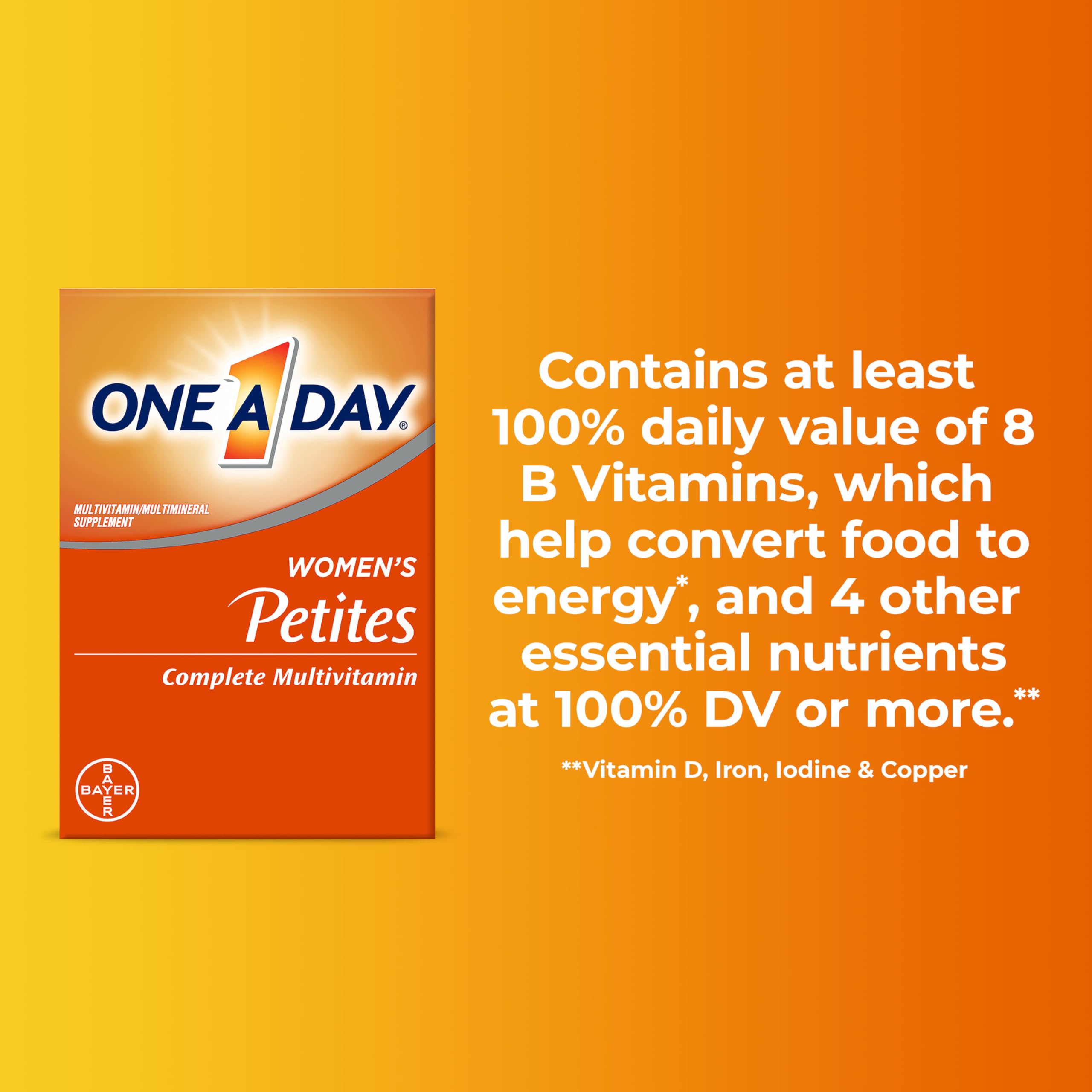 One A Day Women’s Petites Multivitamin,Supplement with Vitamin A, C, D, E and Zinc for Immune Health Support, B Vitamins, Biotin, Folate (as folic acid) & more,Tablet, 160 count ONE A DAYAu supplements