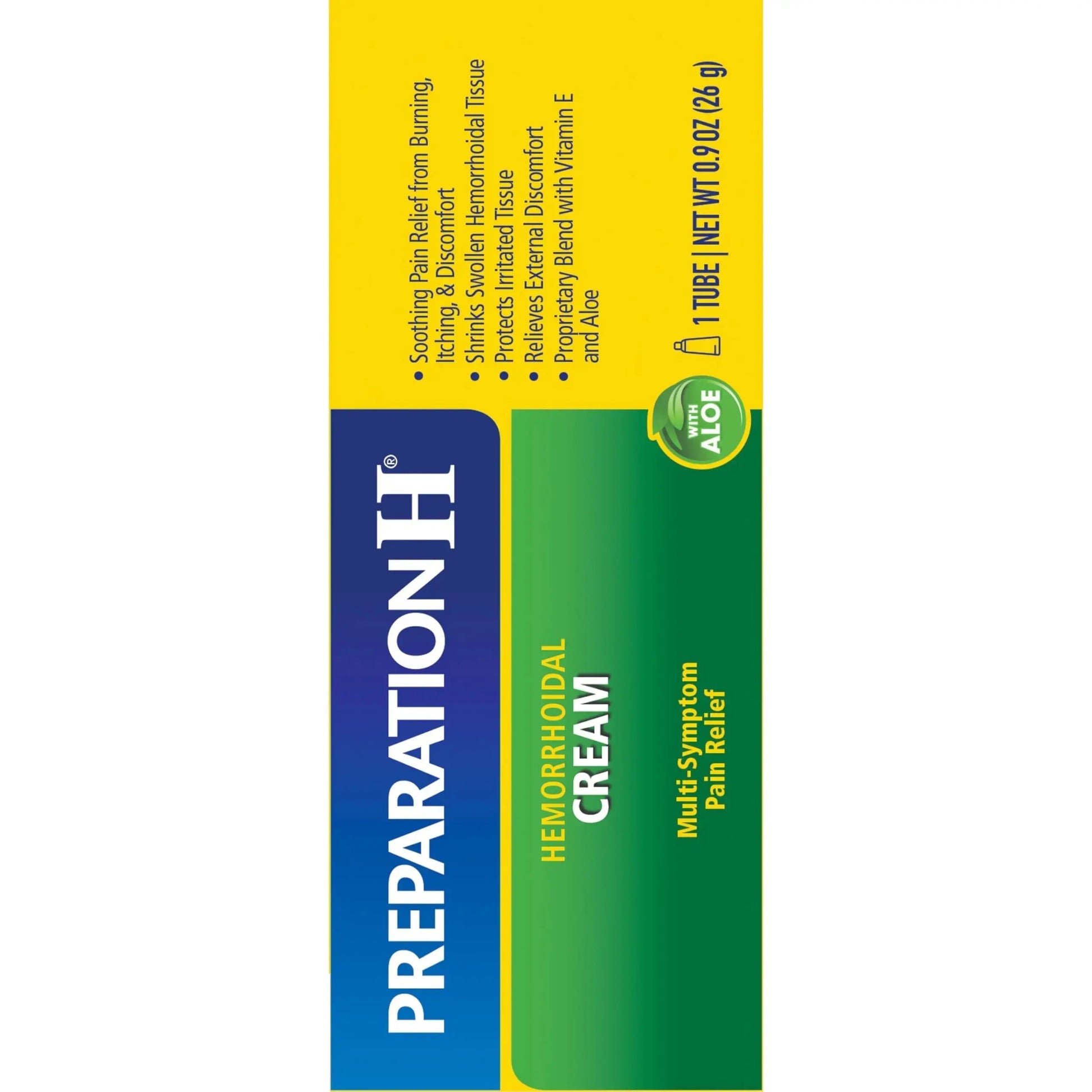 Preparation H Hemorrhoid Symptom Treatment Cream (0.9 Ounce Tube), Maximum Strength Multi-Symptom Pain Relief with Aloe Preparation HAu supplements