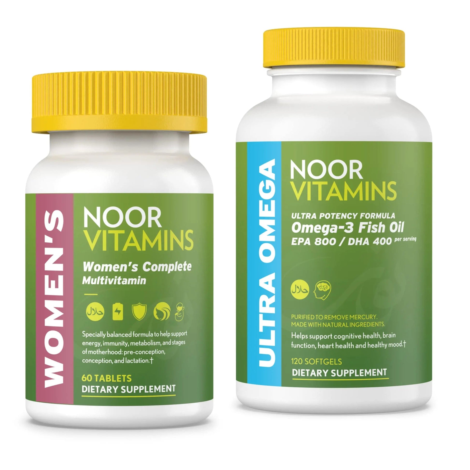 Noor Vitamins Women's Multivitamin and Omega Fish Oil Supplement Bundle Noor VitaminsAu supplements