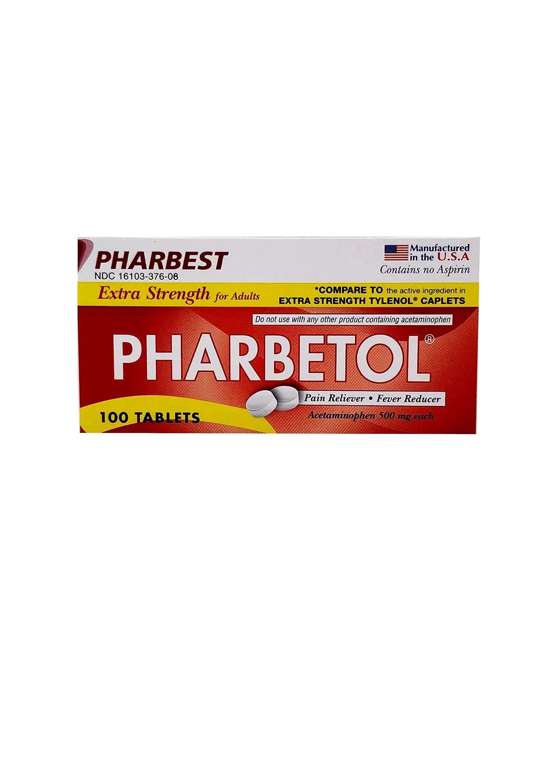 Pharbetol 500mg Extra Strength Tablets 100 Count (Generic Extra Strength) PHARBEST PHARMACEUTICALSAu supplements
