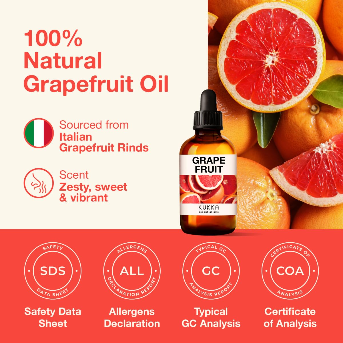 Kukka Grapefruit Essential Oil for Diffuser - 100% Natural Grapefruit Essential Oil for Skin KUKKA essential oilsAu supplements