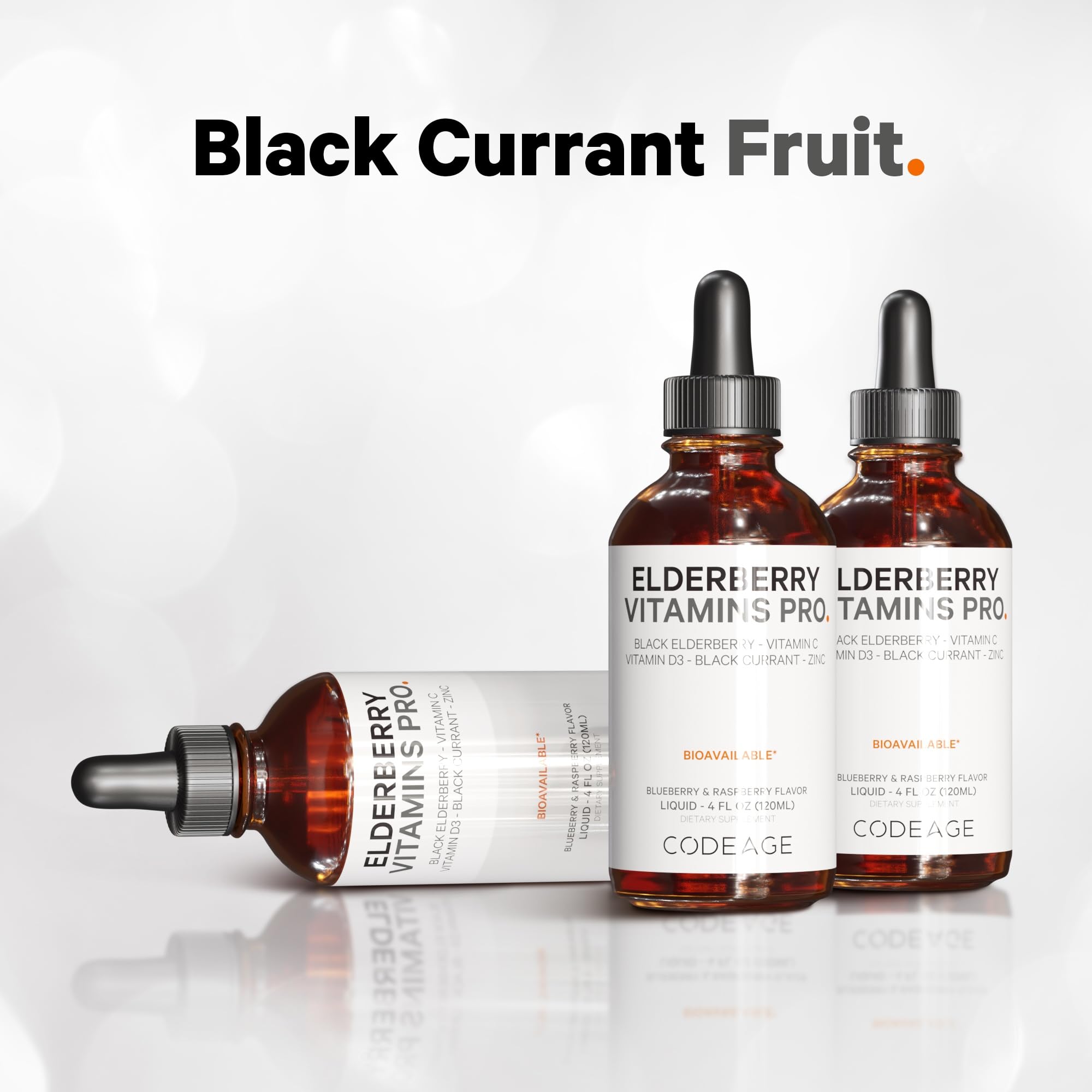 Codeage Elderberry Vitamins Pro - Organic Black Elderberry Liquid Drops - Vitamin C, D3, Zinc, Black Currant - 2-Month Supply - Black Sambucus Liquid - Supplement for Adults & Kids - 4 fl oz CodeageAu supplements