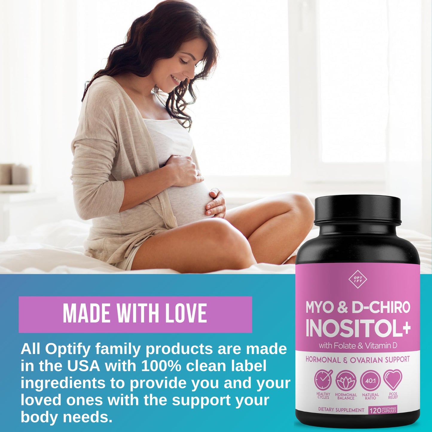 Premium Inositol Supplement - Myo-Inositol and D-Chiro Inositol Plus Folate and Vitamin OptifyUS supplements